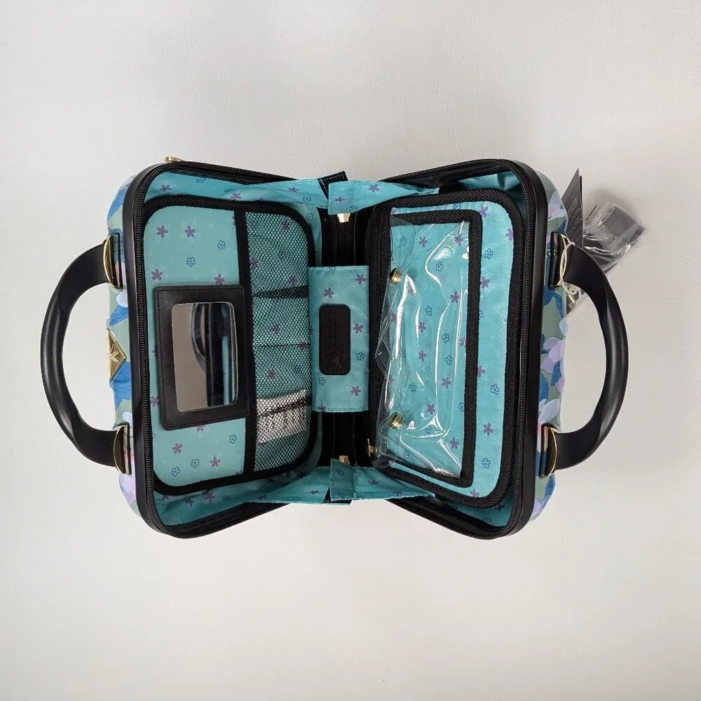 NWT Triforce Firenze Collection Travel Beauty Case Hard Shell Green Floral